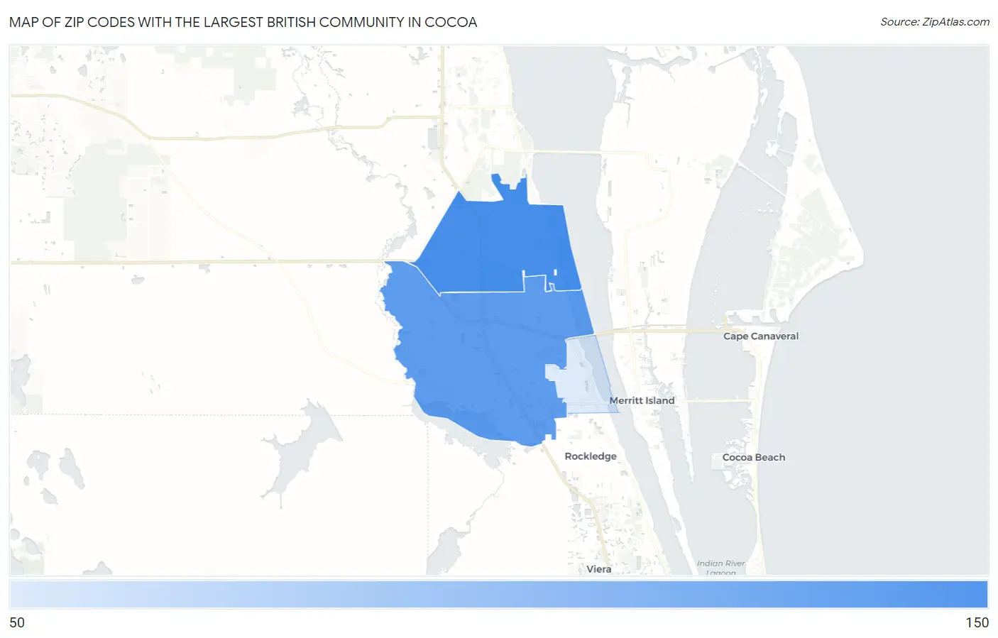 Zip Codes with the Largest British Community in Cocoa Map