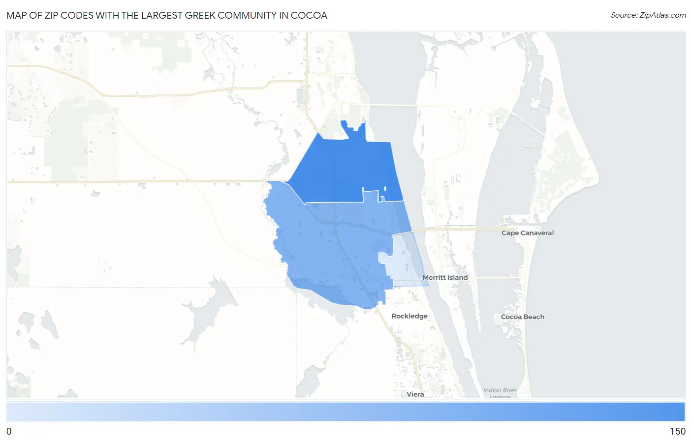 Zip Codes with the Largest Greek Community in Cocoa Map