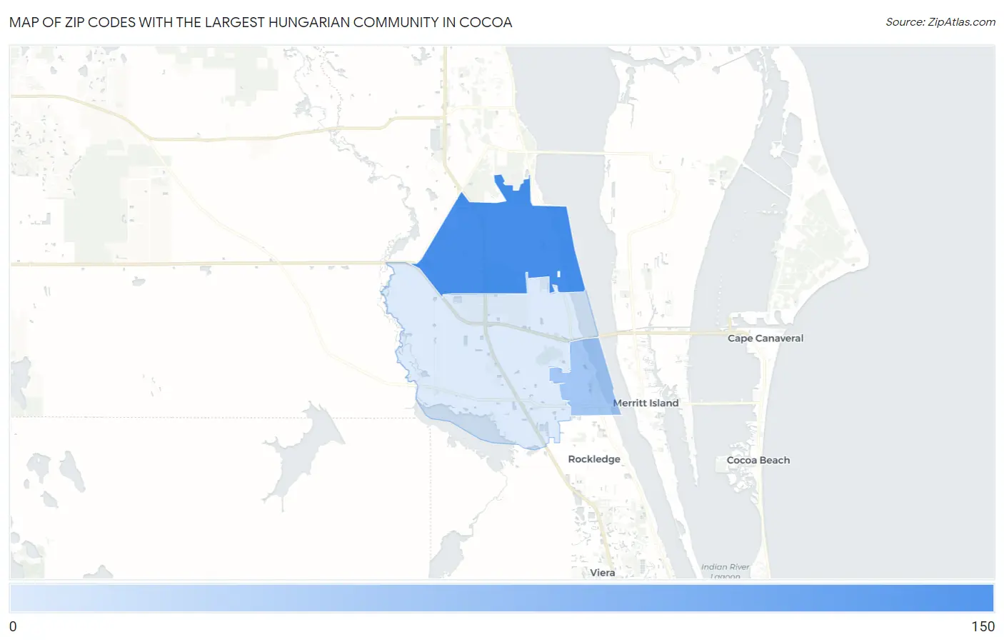 Zip Codes with the Largest Hungarian Community in Cocoa Map