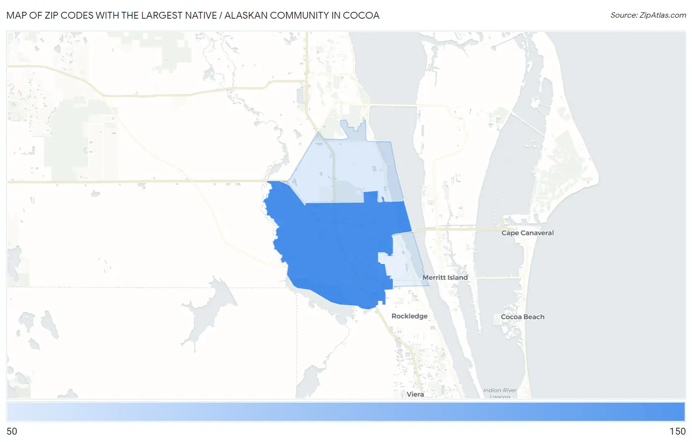 Zip Codes with the Largest Native / Alaskan Community in Cocoa Map