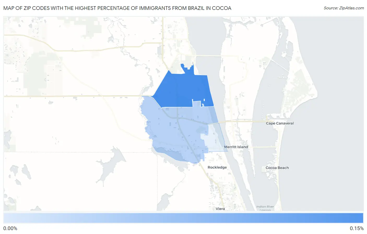 Zip Codes with the Highest Percentage of Immigrants from Brazil in Cocoa Map