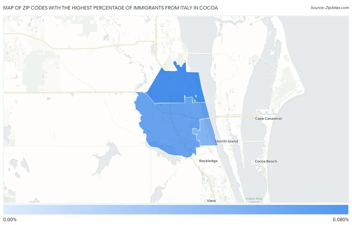 Zip Codes with the Highest Percentage of Immigrants from Italy in Cocoa Map