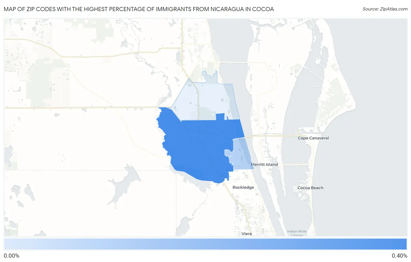 Zip Codes with the Highest Percentage of Immigrants from Nicaragua in Cocoa Map