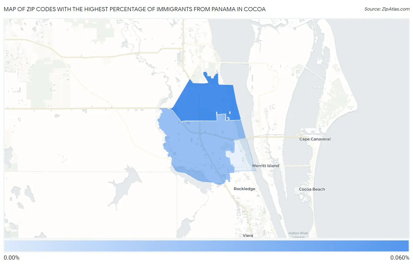 Zip Codes with the Highest Percentage of Immigrants from Panama in Cocoa Map