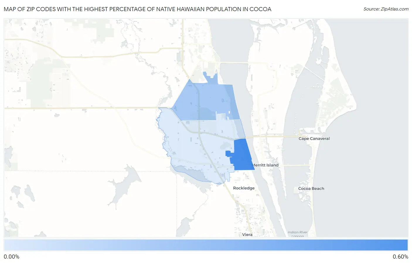 Zip Codes with the Highest Percentage of Native Hawaiian Population in Cocoa Map