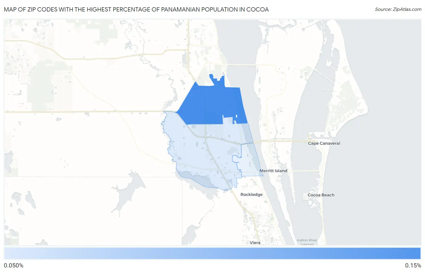 Zip Codes with the Highest Percentage of Panamanian Population in Cocoa Map