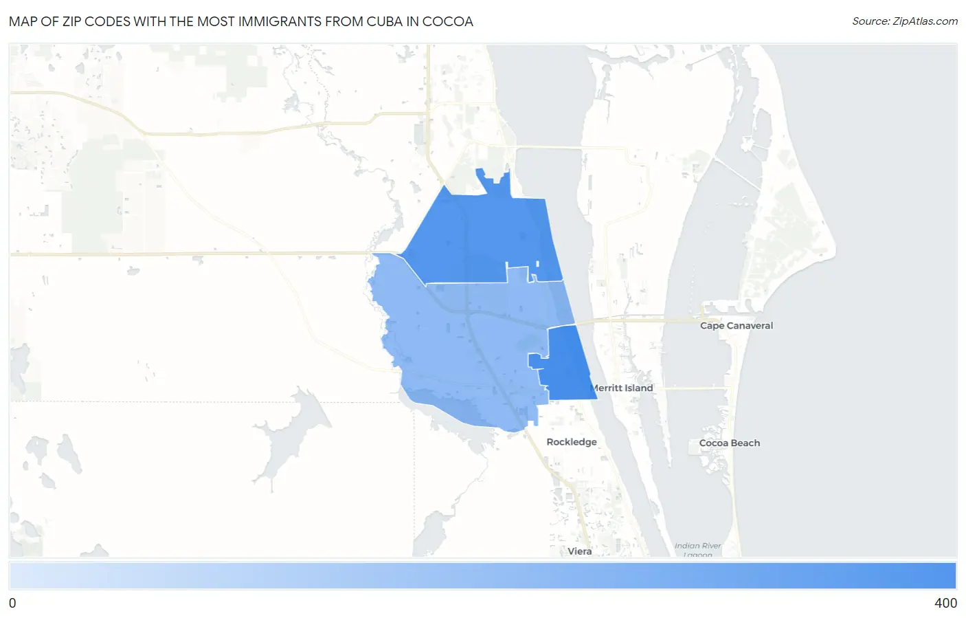 Zip Codes with the Most Immigrants from Cuba in Cocoa Map