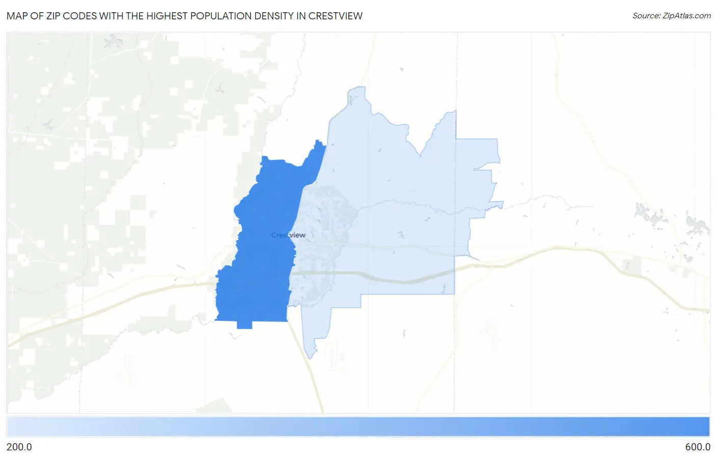 Zip Codes with the Highest Population Density in Crestview Map