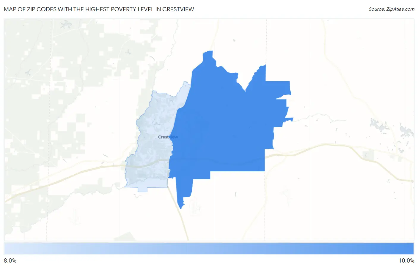 Zip Codes with the Highest Poverty Level in Crestview Map