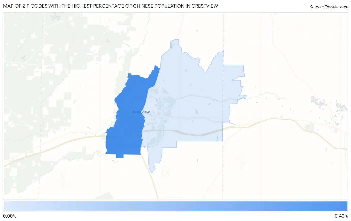 Zip Codes with the Highest Percentage of Chinese Population in Crestview Map