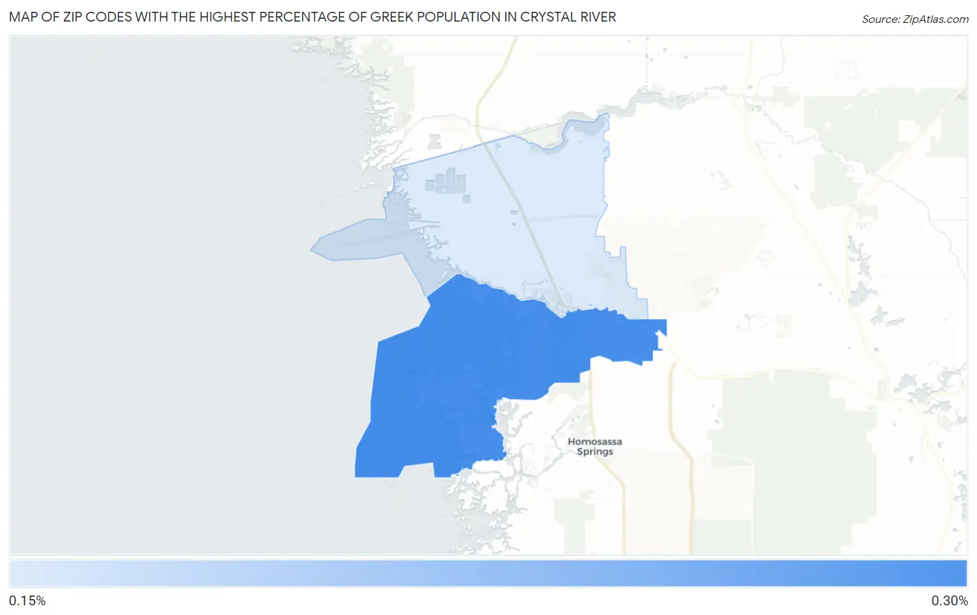 Zip Codes with the Highest Percentage of Greek Population in Crystal River Map