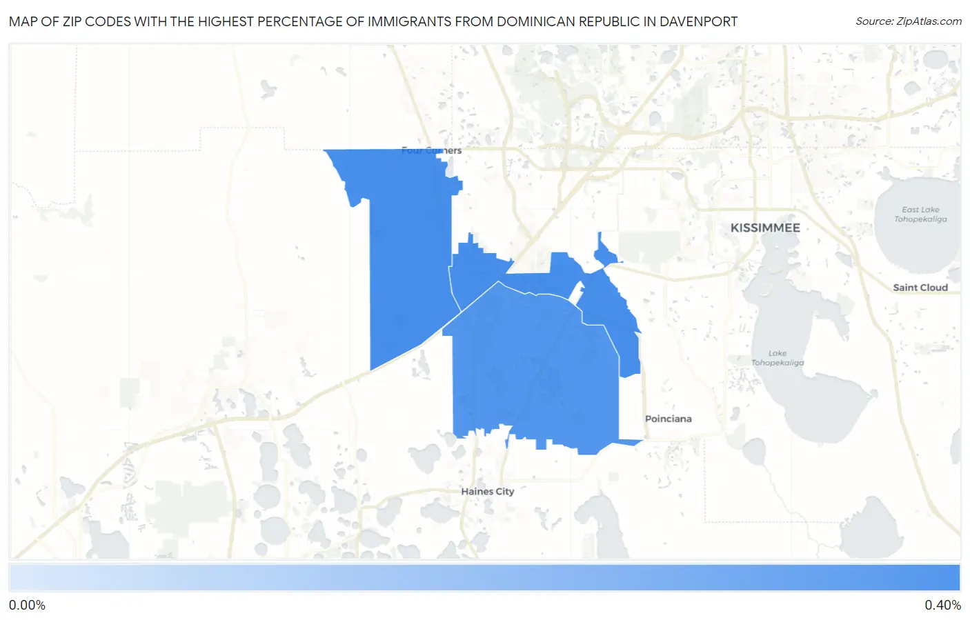 Zip Codes with the Highest Percentage of Immigrants from Dominican Republic in Davenport Map