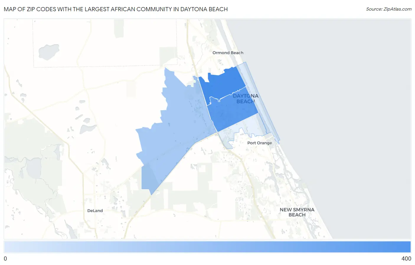 Zip Codes with the Largest African Community in Daytona Beach Map