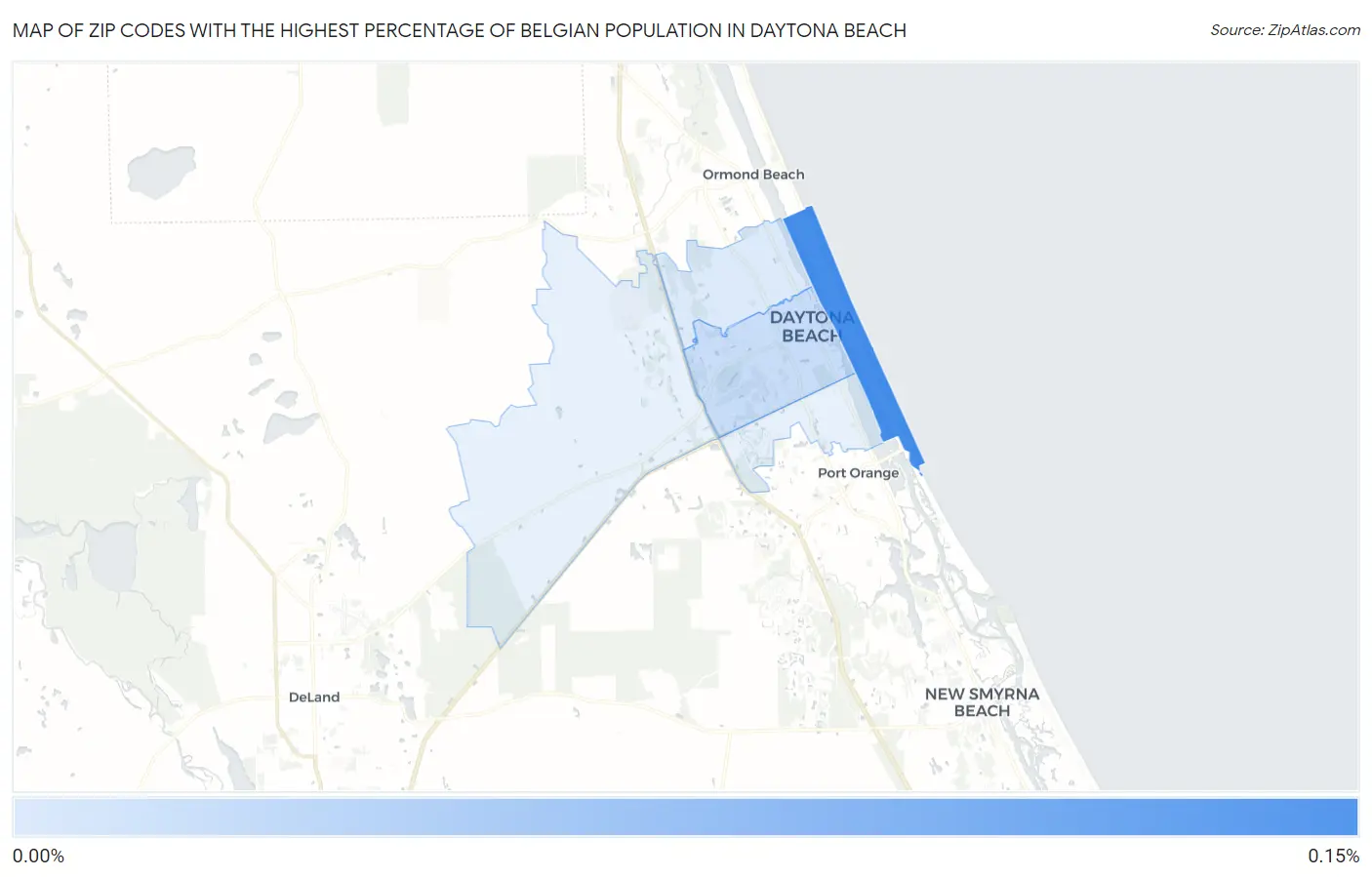 Zip Codes with the Highest Percentage of Belgian Population in Daytona Beach Map