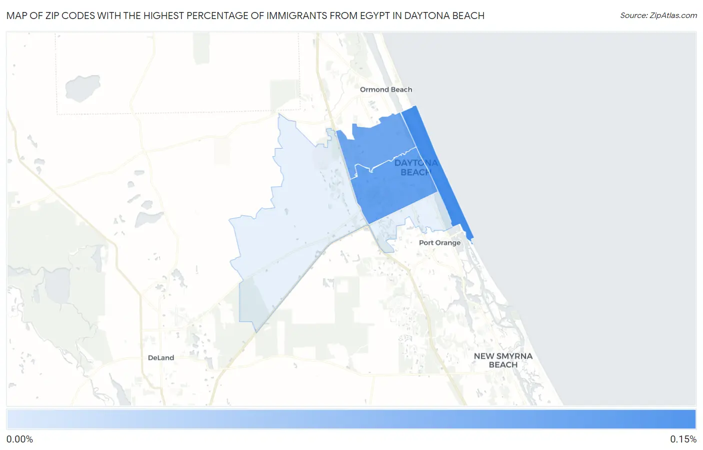 Zip Codes with the Highest Percentage of Immigrants from Egypt in Daytona Beach Map