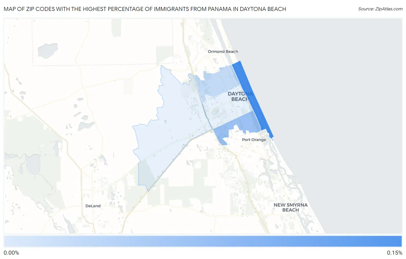 Zip Codes with the Highest Percentage of Immigrants from Panama in Daytona Beach Map