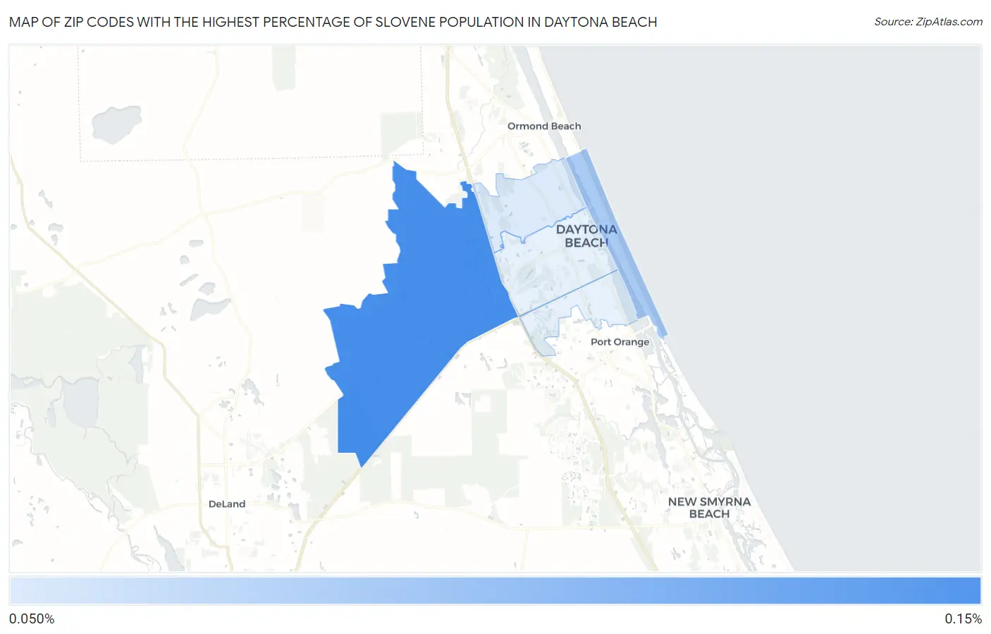 Zip Codes with the Highest Percentage of Slovene Population in Daytona Beach Map