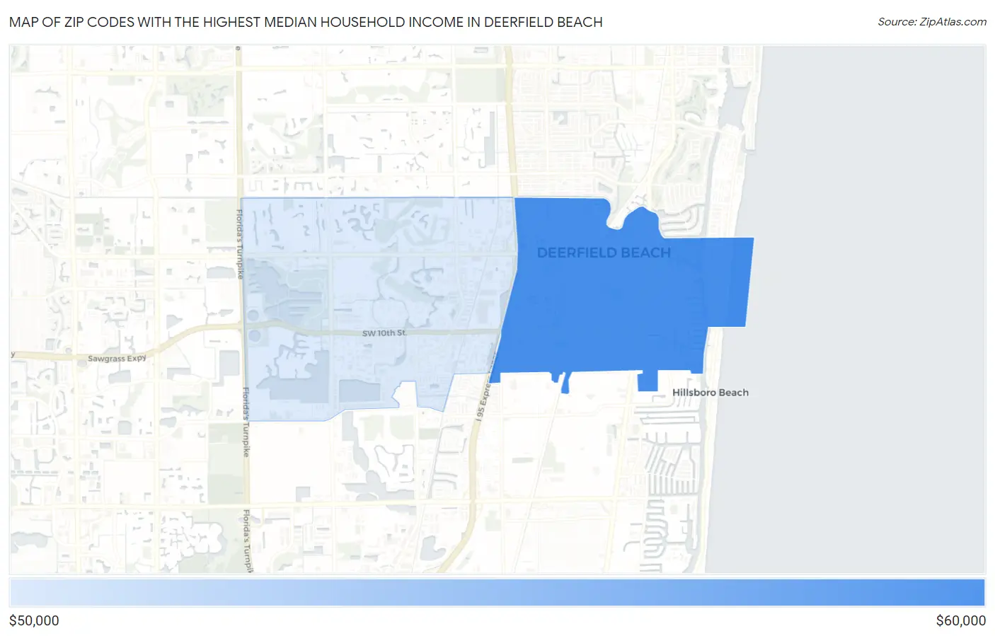 Zip Codes with the Highest Median Household Income in Deerfield Beach Map