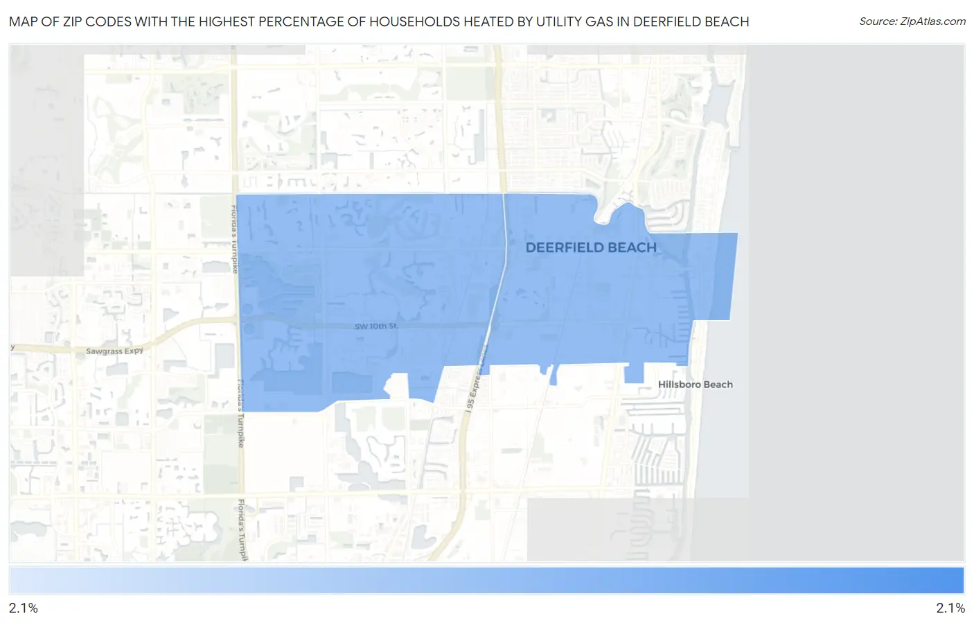 Zip Codes with the Highest Percentage of Households Heated by Utility Gas in Deerfield Beach Map