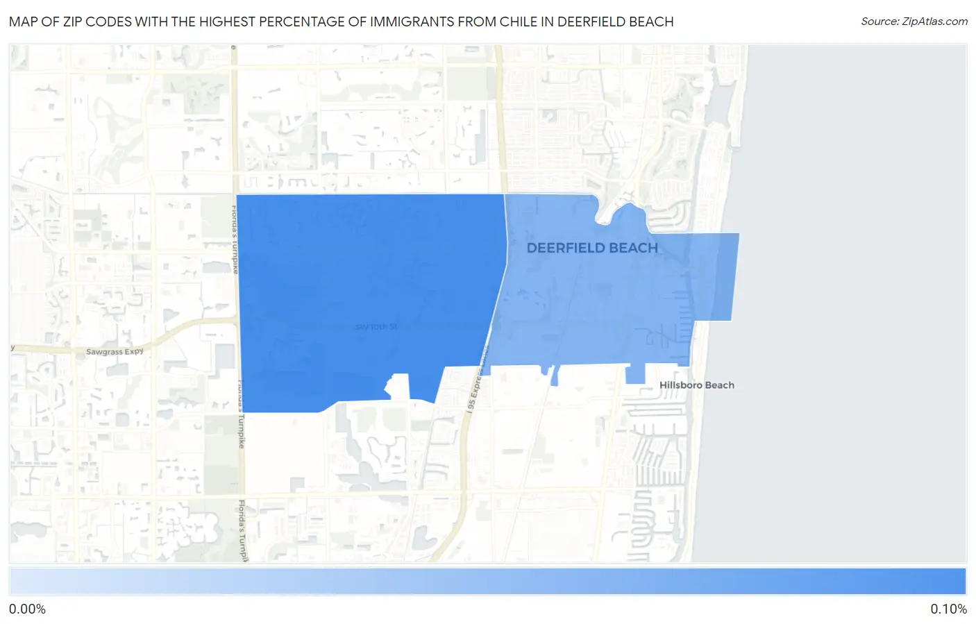 Zip Codes with the Highest Percentage of Immigrants from Chile in Deerfield Beach Map