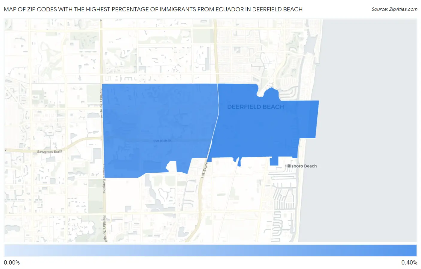 Zip Codes with the Highest Percentage of Immigrants from Ecuador in Deerfield Beach Map