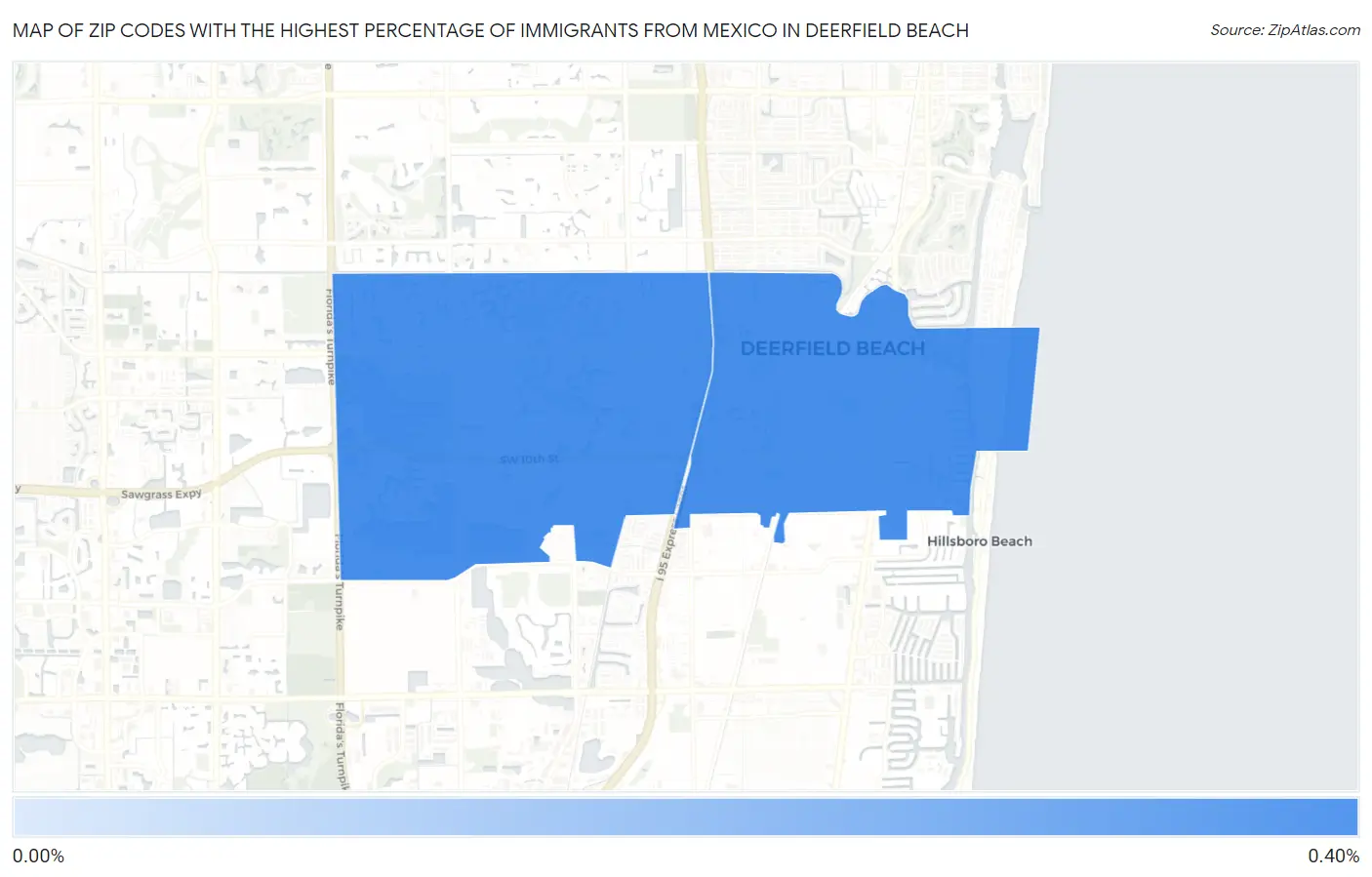 Zip Codes with the Highest Percentage of Immigrants from Mexico in Deerfield Beach Map