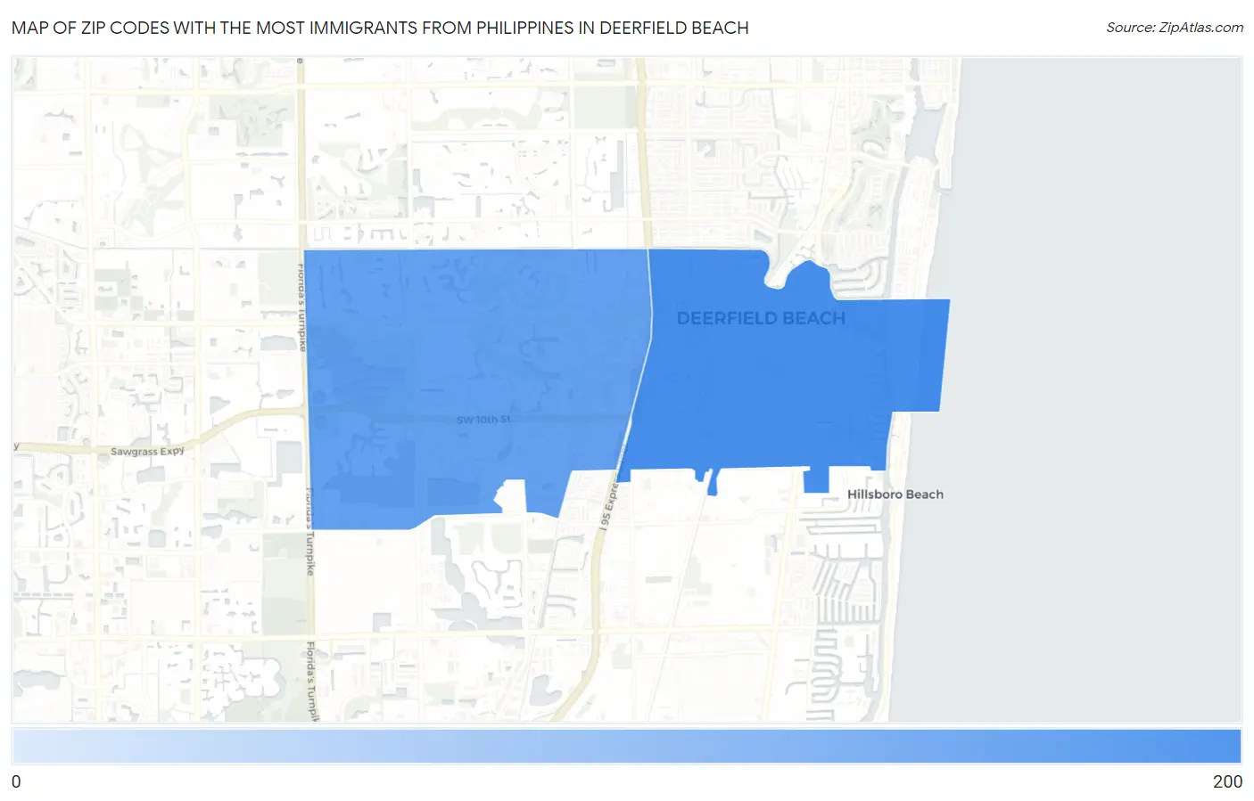 Zip Codes with the Most Immigrants from Philippines in Deerfield Beach Map