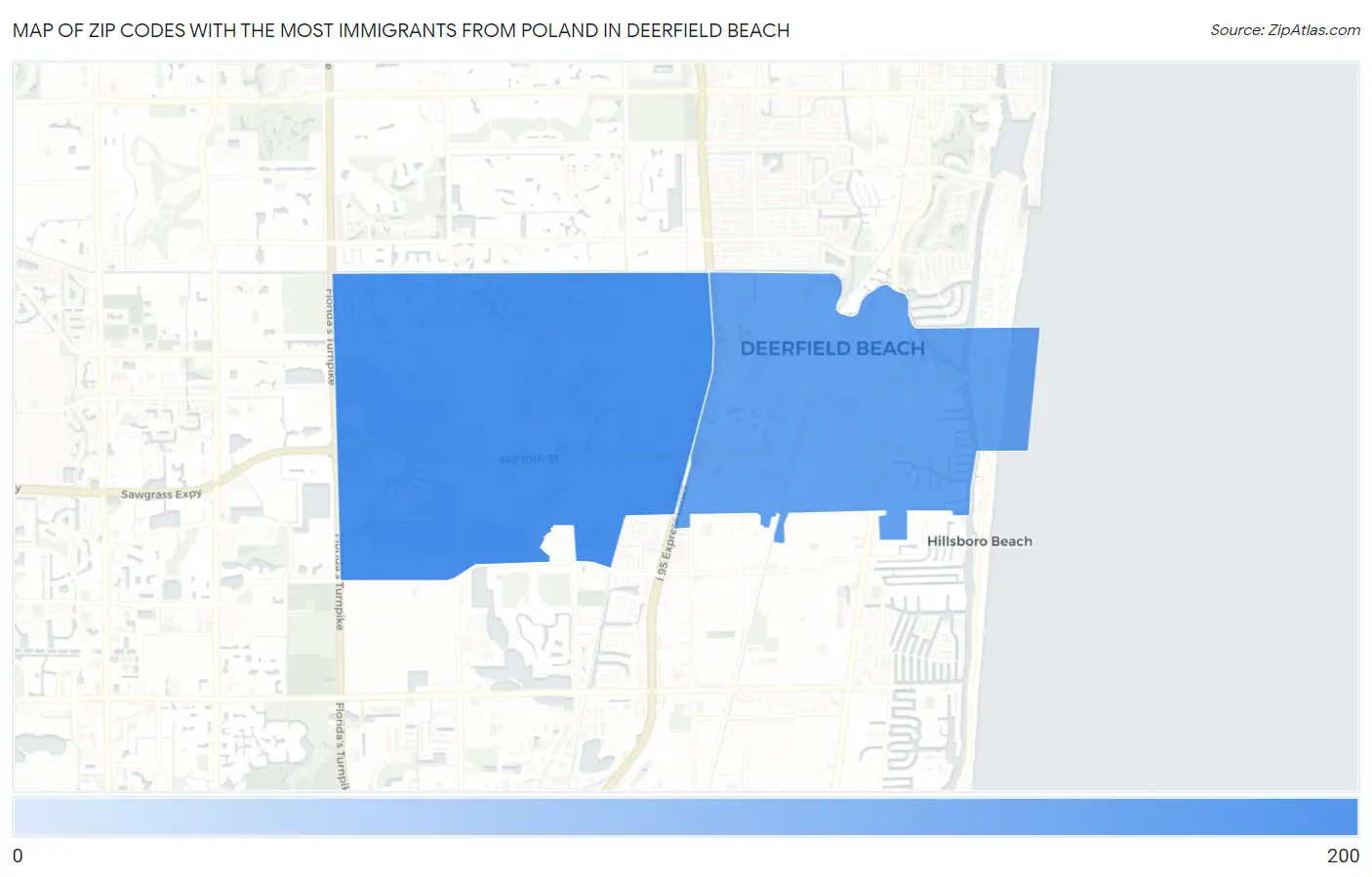Zip Codes with the Most Immigrants from Poland in Deerfield Beach Map