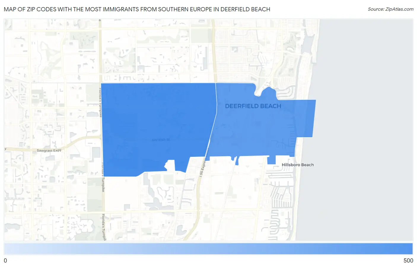 Zip Codes with the Most Immigrants from Southern Europe in Deerfield Beach Map