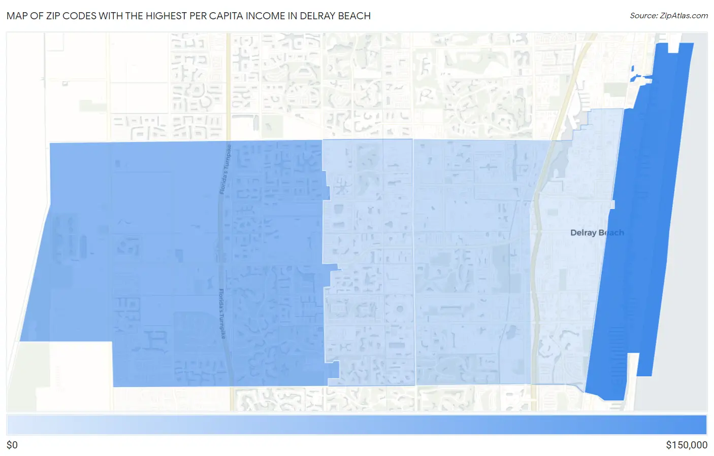 Zip Codes with the Highest Per Capita Income in Delray Beach Map
