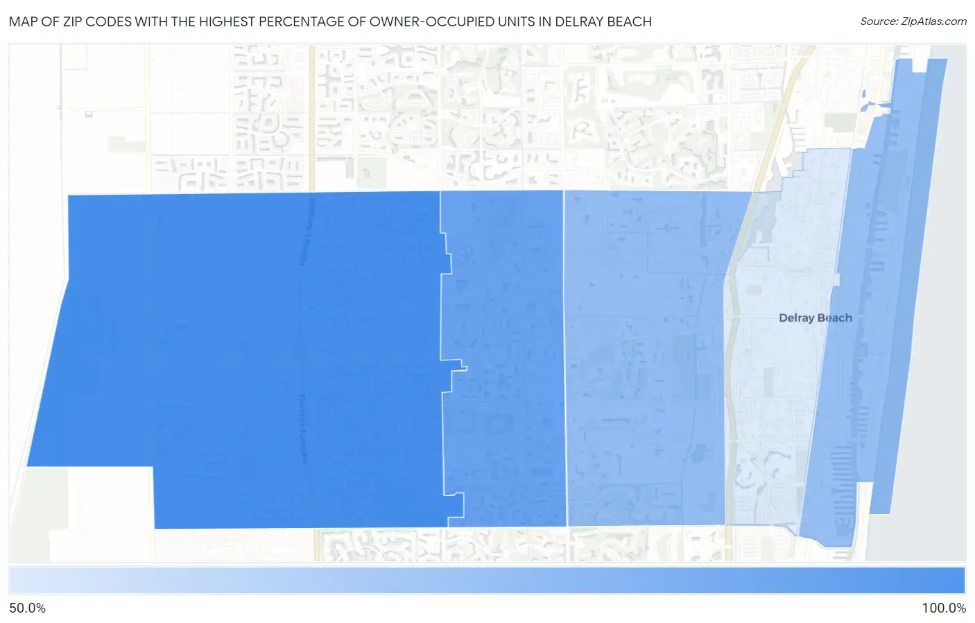 Zip Codes with the Highest Percentage of Owner-Occupied Units in Delray Beach Map