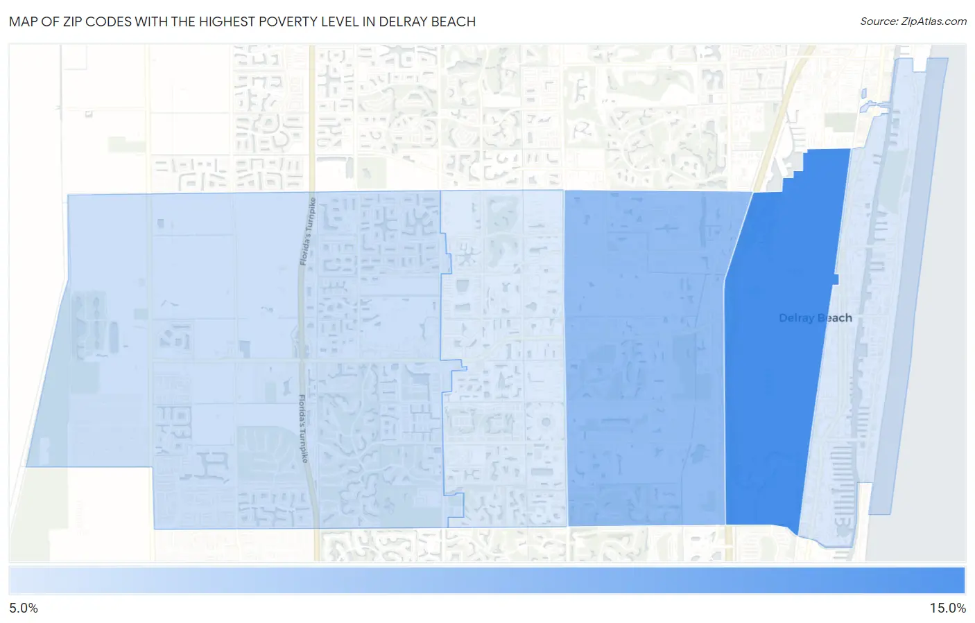 Zip Codes with the Highest Poverty Level in Delray Beach Map