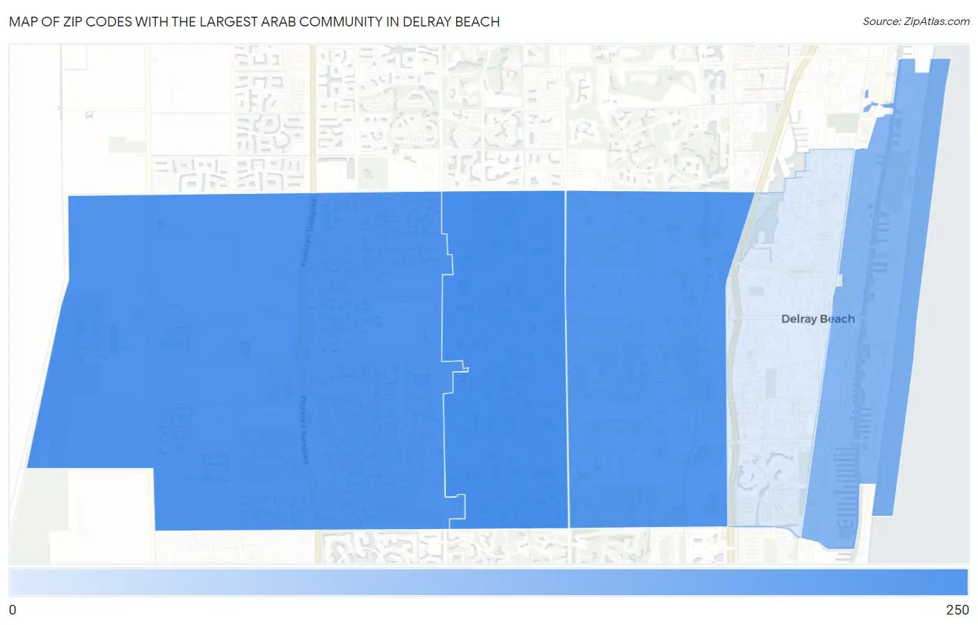 Zip Codes with the Largest Arab Community in Delray Beach Map