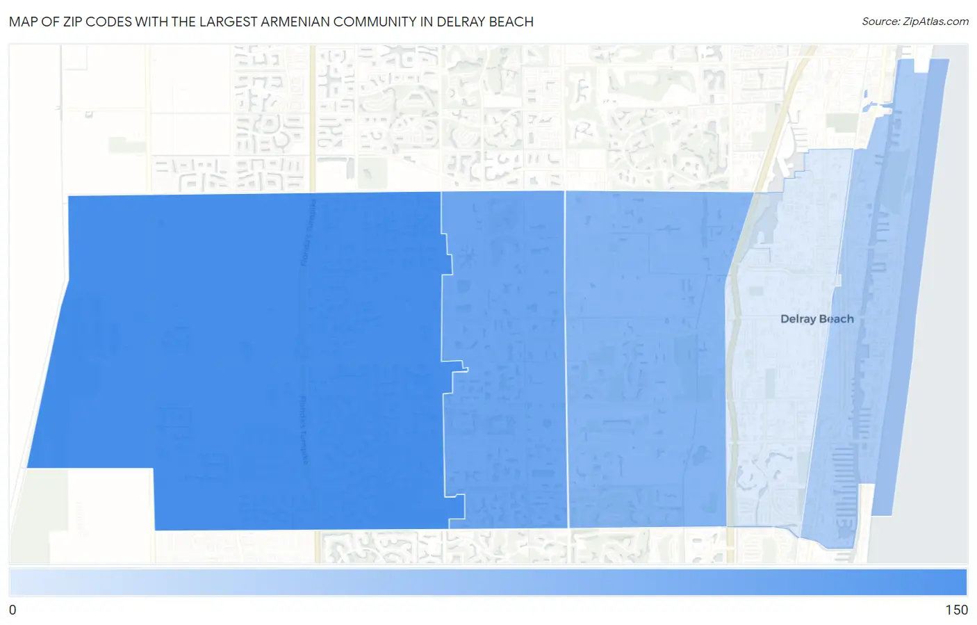 Zip Codes with the Largest Armenian Community in Delray Beach Map