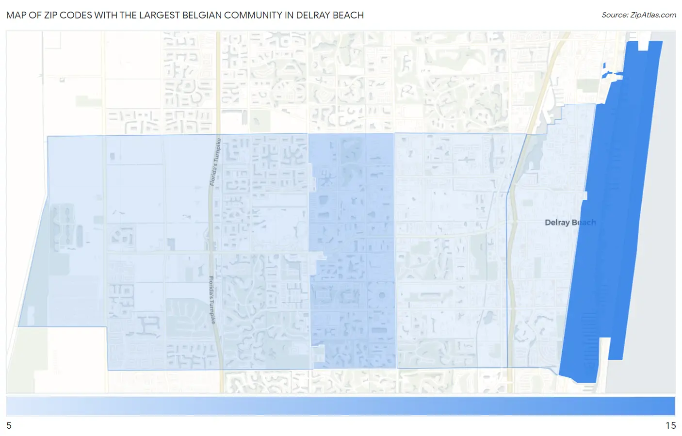 Zip Codes with the Largest Belgian Community in Delray Beach Map