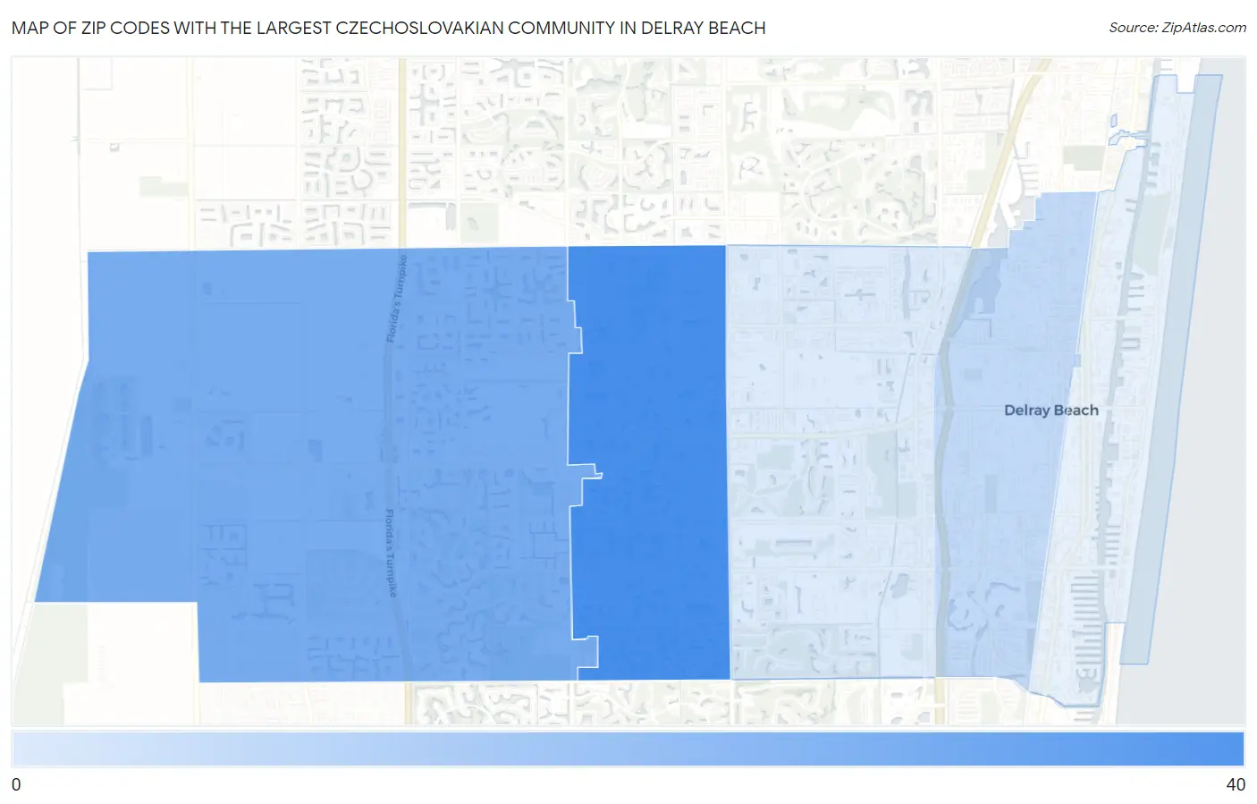 Zip Codes with the Largest Czechoslovakian Community in Delray Beach Map