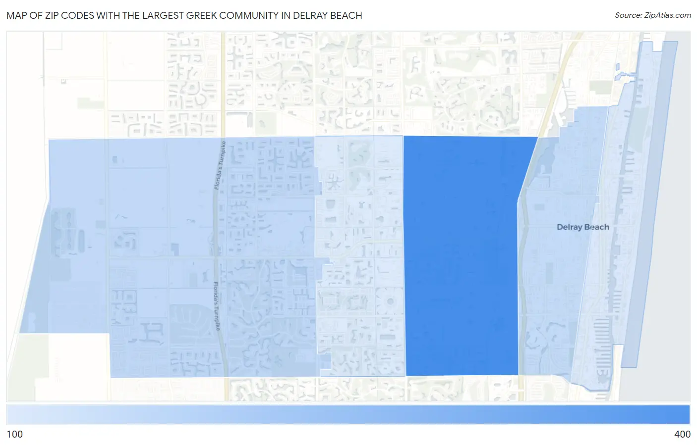 Zip Codes with the Largest Greek Community in Delray Beach Map