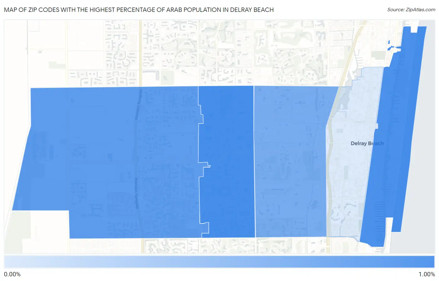 Zip Codes with the Highest Percentage of Arab Population in Delray Beach Map