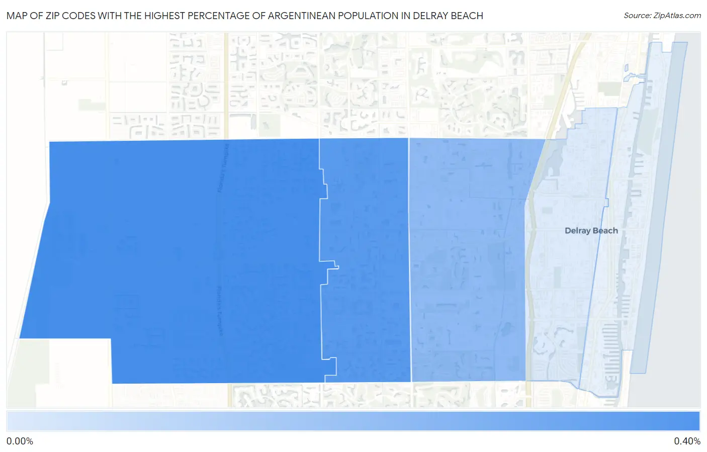 Zip Codes with the Highest Percentage of Argentinean Population in Delray Beach Map