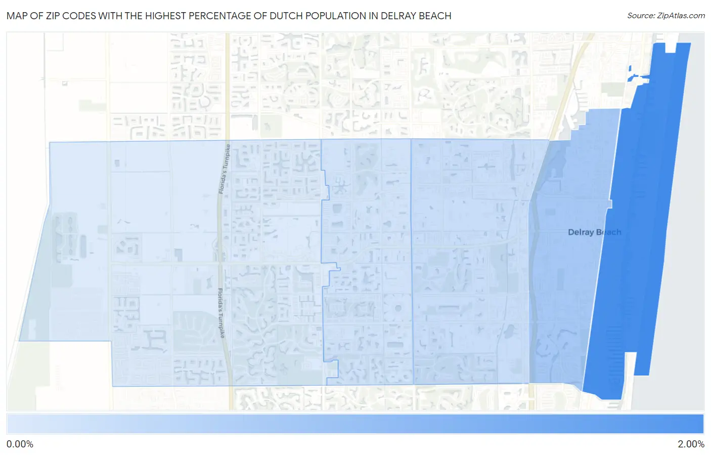 Zip Codes with the Highest Percentage of Dutch Population in Delray Beach Map