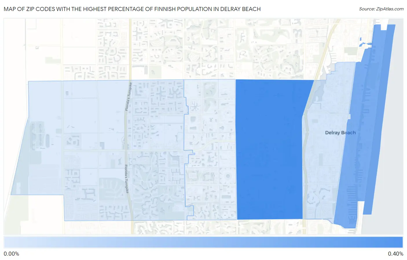 Zip Codes with the Highest Percentage of Finnish Population in Delray Beach Map