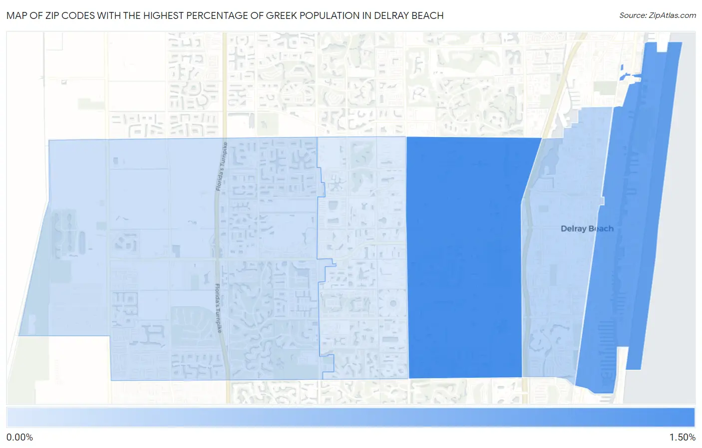 Zip Codes with the Highest Percentage of Greek Population in Delray Beach Map
