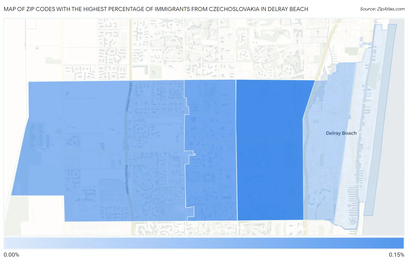 Zip Codes with the Highest Percentage of Immigrants from Czechoslovakia in Delray Beach Map
