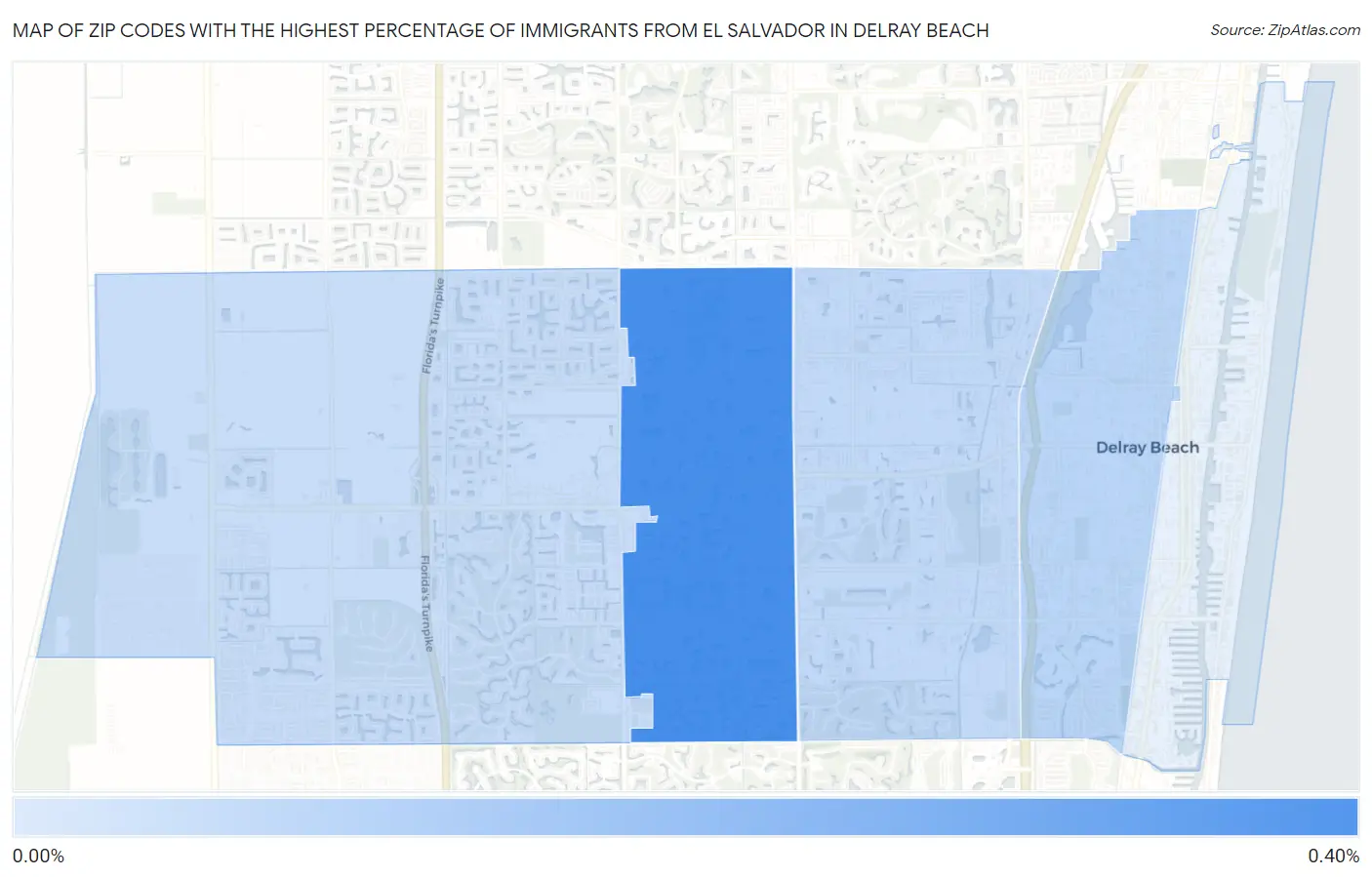 Zip Codes with the Highest Percentage of Immigrants from El Salvador in Delray Beach Map