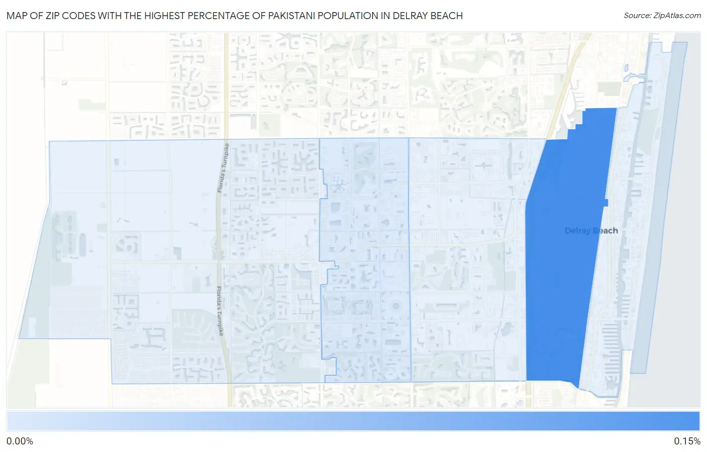 Zip Codes with the Highest Percentage of Pakistani Population in Delray Beach Map