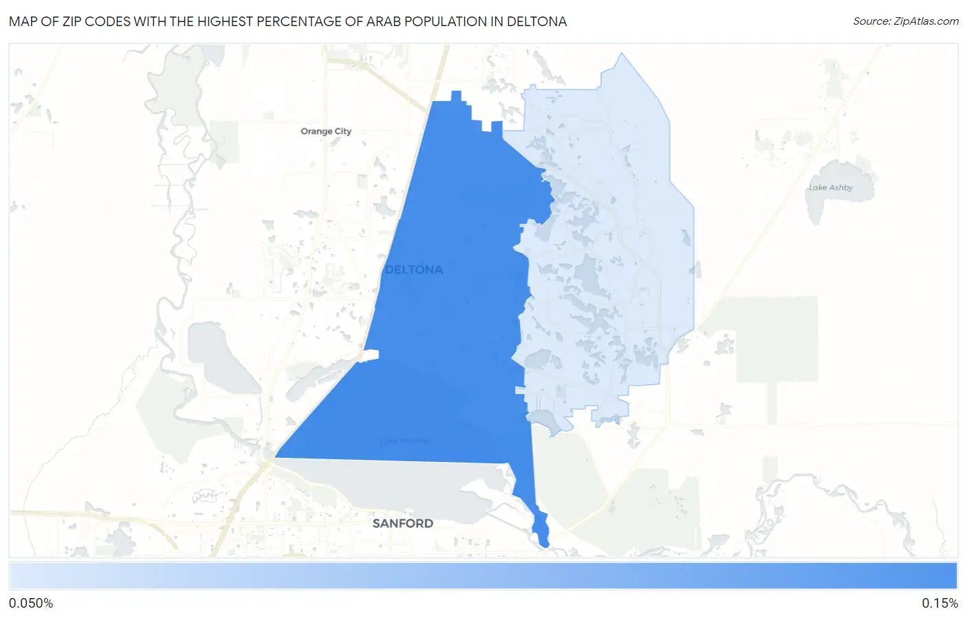 Zip Codes with the Highest Percentage of Arab Population in Deltona Map
