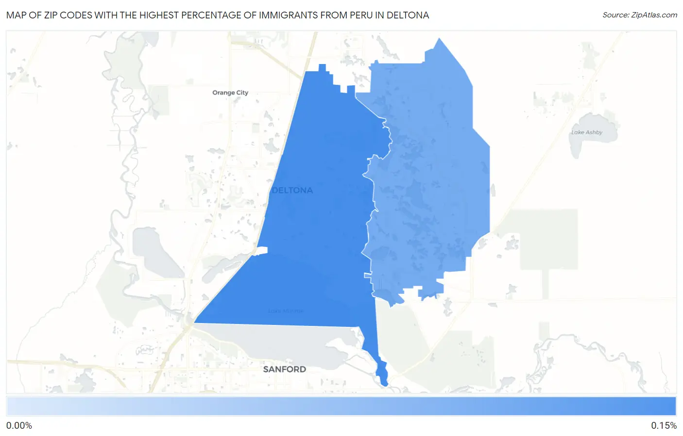 Zip Codes with the Highest Percentage of Immigrants from Peru in Deltona Map