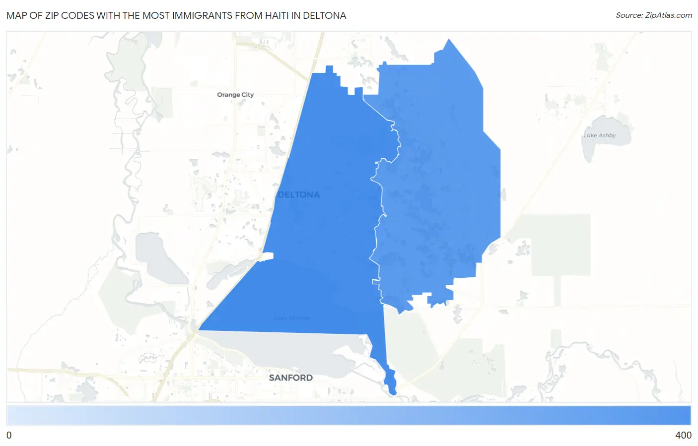 Zip Codes with the Most Immigrants from Haiti in Deltona Map