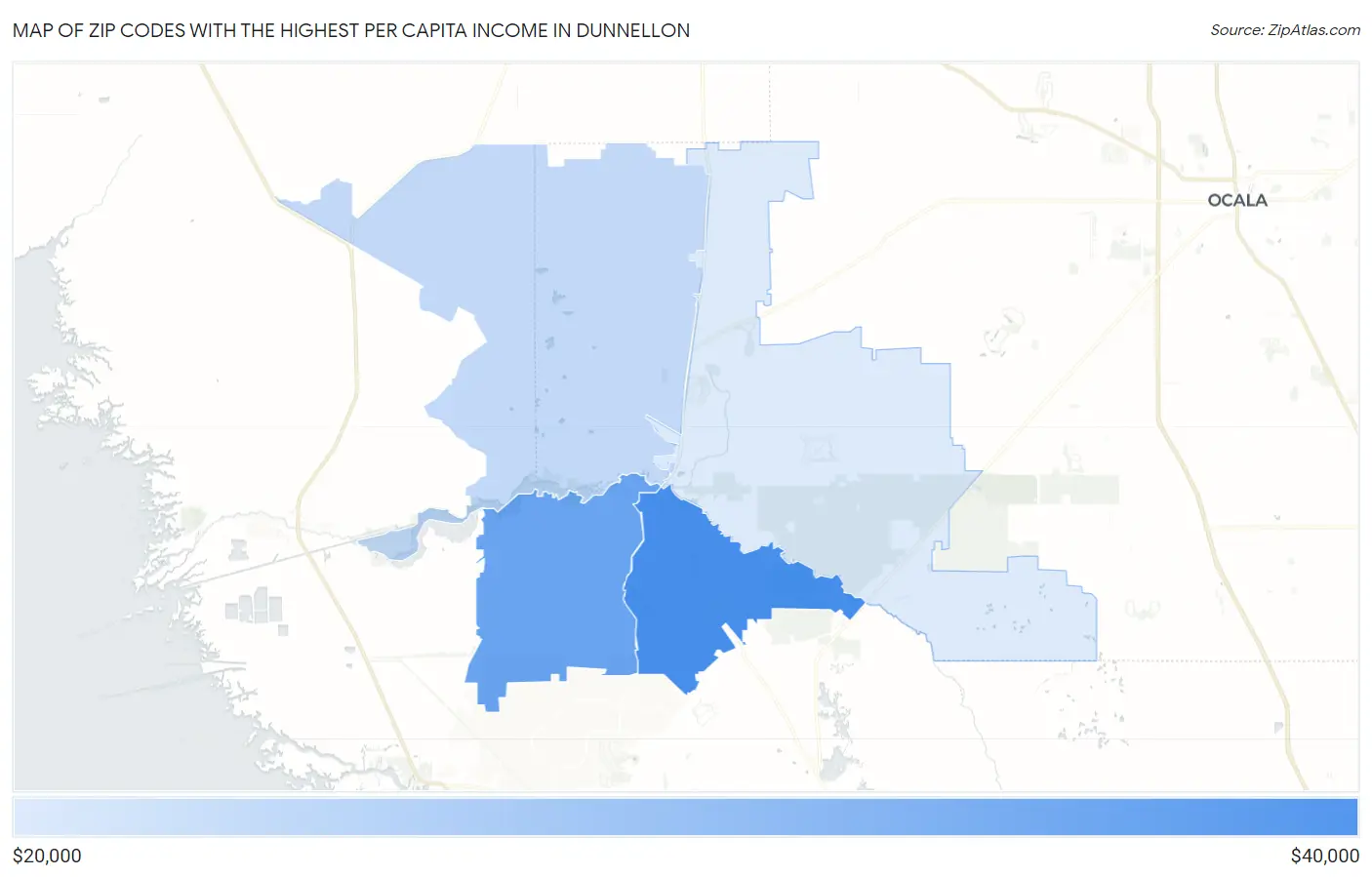 Zip Codes with the Highest Per Capita Income in Dunnellon Map