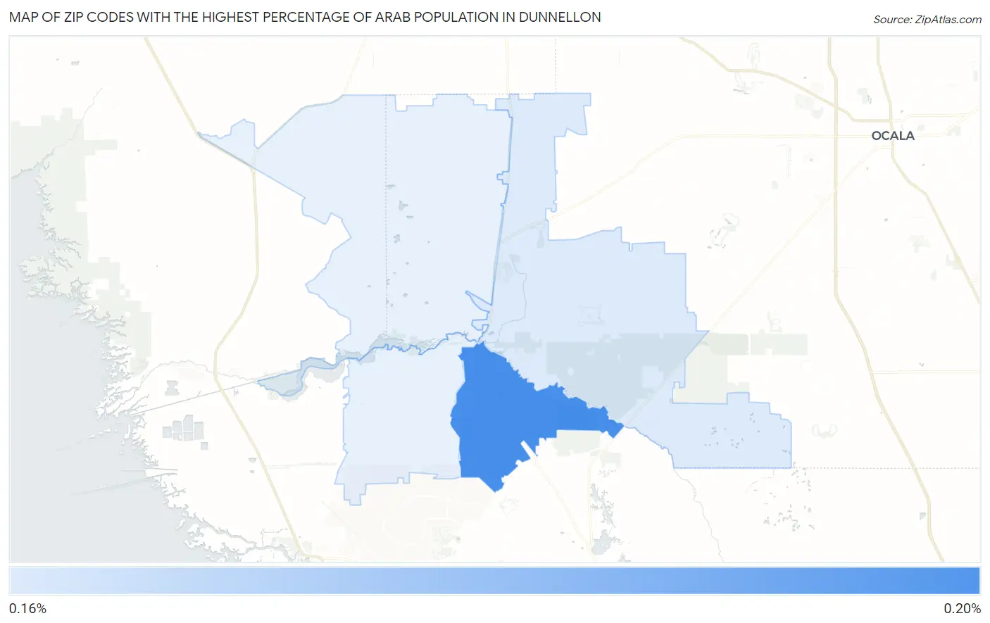 Zip Codes with the Highest Percentage of Arab Population in Dunnellon Map